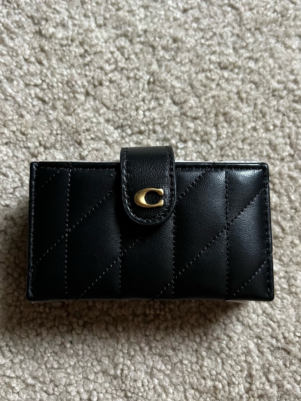 Coach Black Quilted Leather card holder
